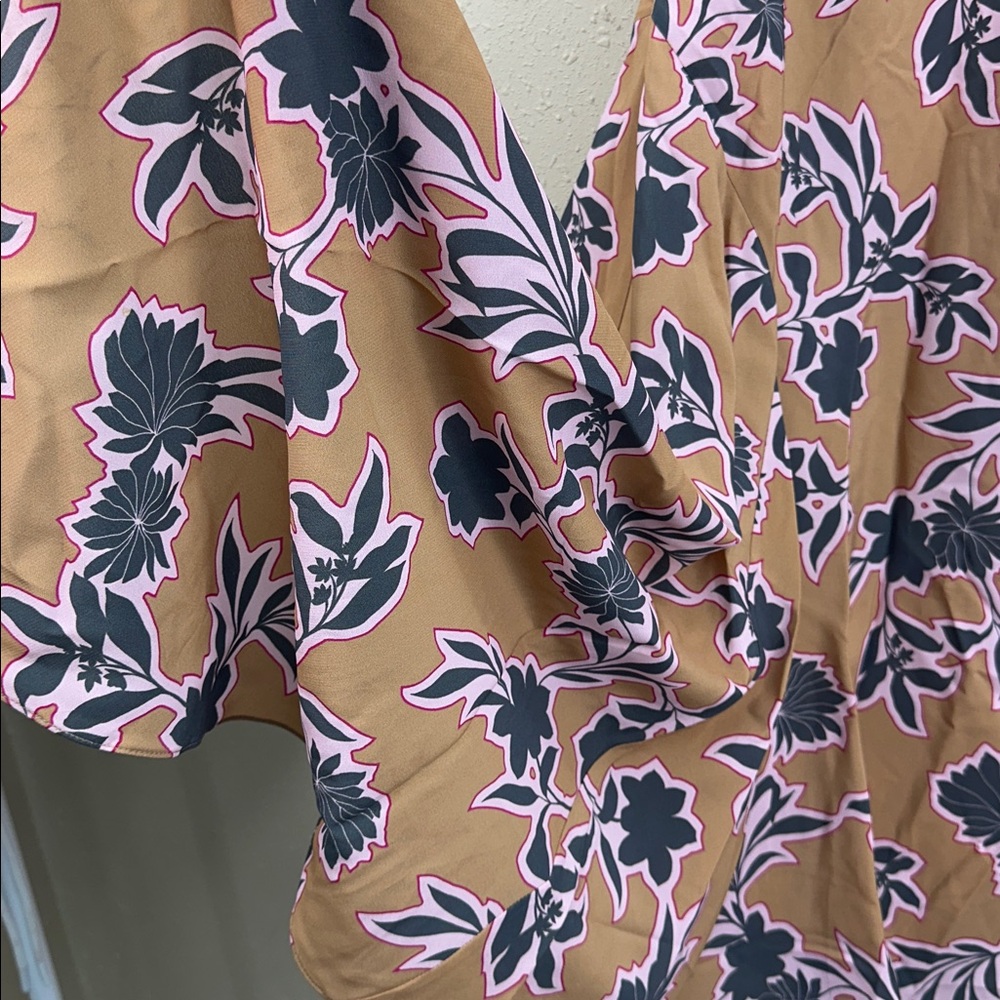 St. John collection Handkerchief Hem Silk Blend  Dress Camel Pink Gray 12 $1,195 - Picture 6 of 13